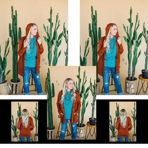 Rust Hooded Cardigan